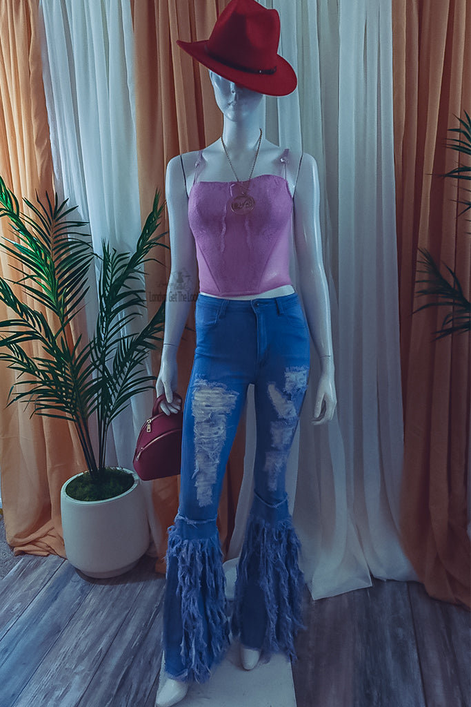 Londyn In Distress High Waist Bell Bottom Jeans