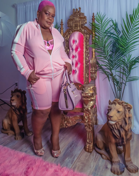 Who's up with the latest trends? Cold shoulder tracksuit jacket with matching biker shorts features white stripes on the side of sets, zipper front closure, side pockets, skinny fit. Add a touch of style to your look, can be dressed it up with heels or dress down with sneaker,