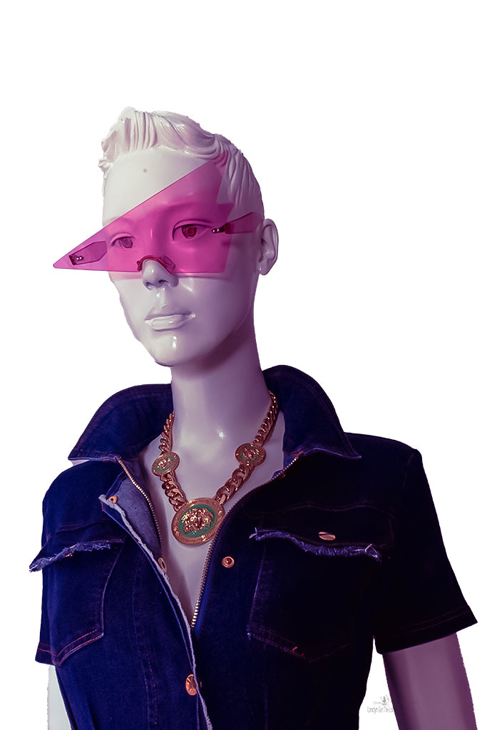 Londyn Ain't throwing shade in these triangular rimless sunglasses. Our large plastic unisex fashion novelty frame sunglasses one size fits most, classic fit, great quality UV 400 Protection