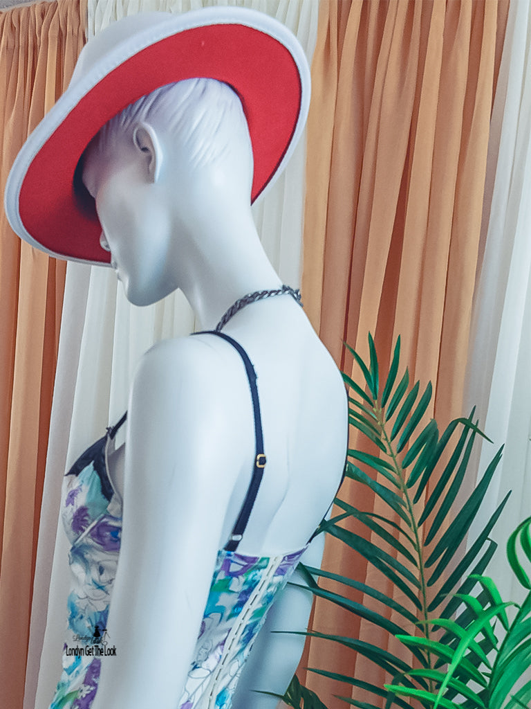 Product Details Fedora Felt Hat Belt Buckle Wide Flat Brim Leather Band Panama Style Non-Returnable