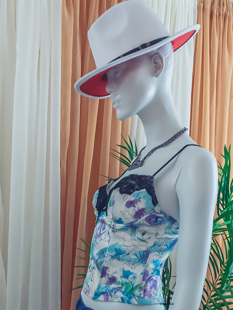 Product Details Fedora Felt Hat Belt Buckle Wide Flat Brim Leather Band Panama Style Non-Returnable