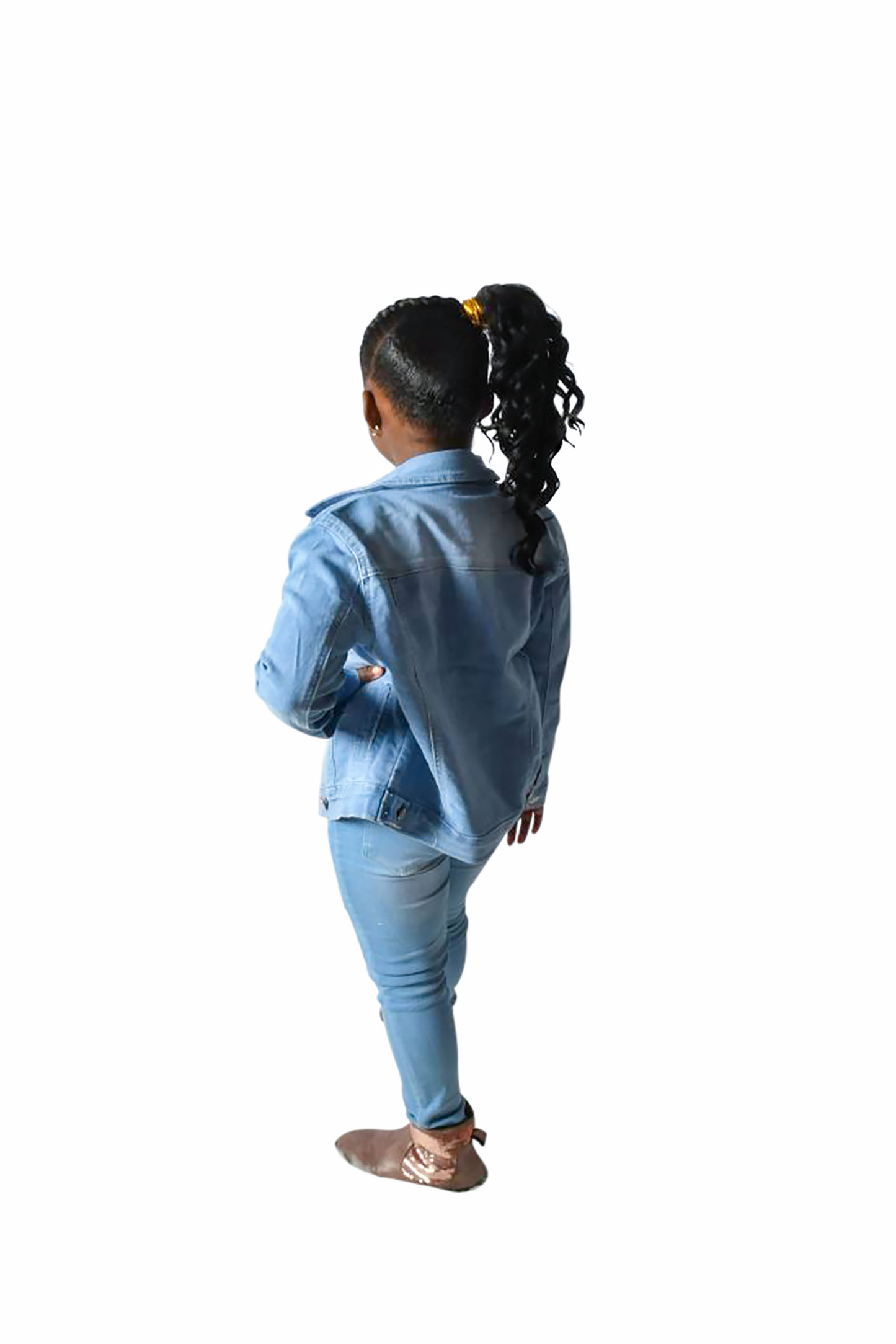 Basic Wash Denim Jeans Jackets, Button Front, Long Sleeve /w Button Cuff, Stretch, Collar Ice Blue