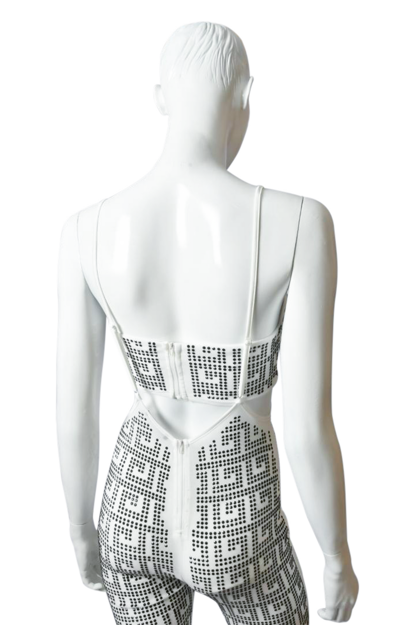 Two Piece Sets Sling Top Detailing Bandeau Top Rhinestone Designed White Jumpsuit