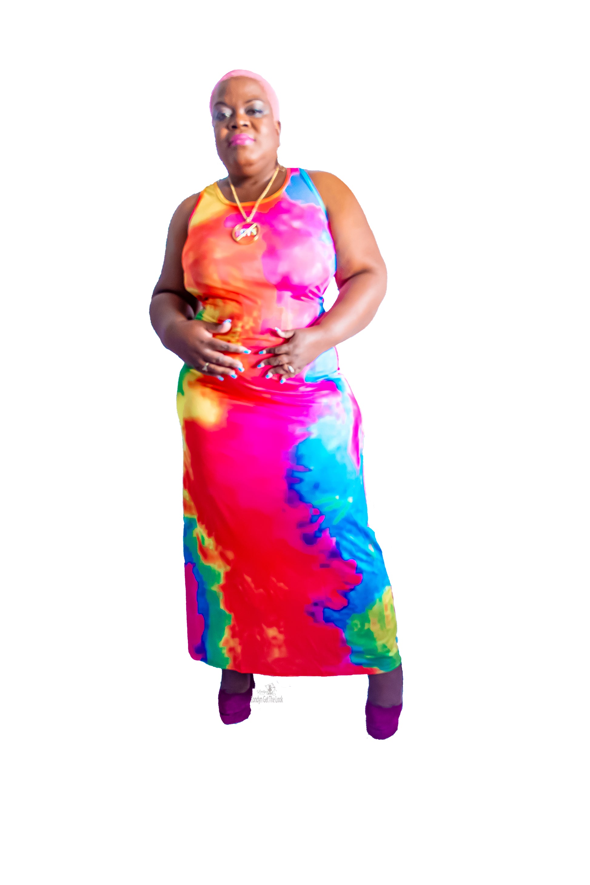 Our Candy Girl Tie-Dye Dress is amazing! Straight ankle length, tank top detail featuring a u neckline, gorgeous multi color, has stretch the fabric hugs your curves, can be dressed up with heels or dress down with a denim Jacket and sneakers, can also accessories with jewelry and a small over the shoulder bag  