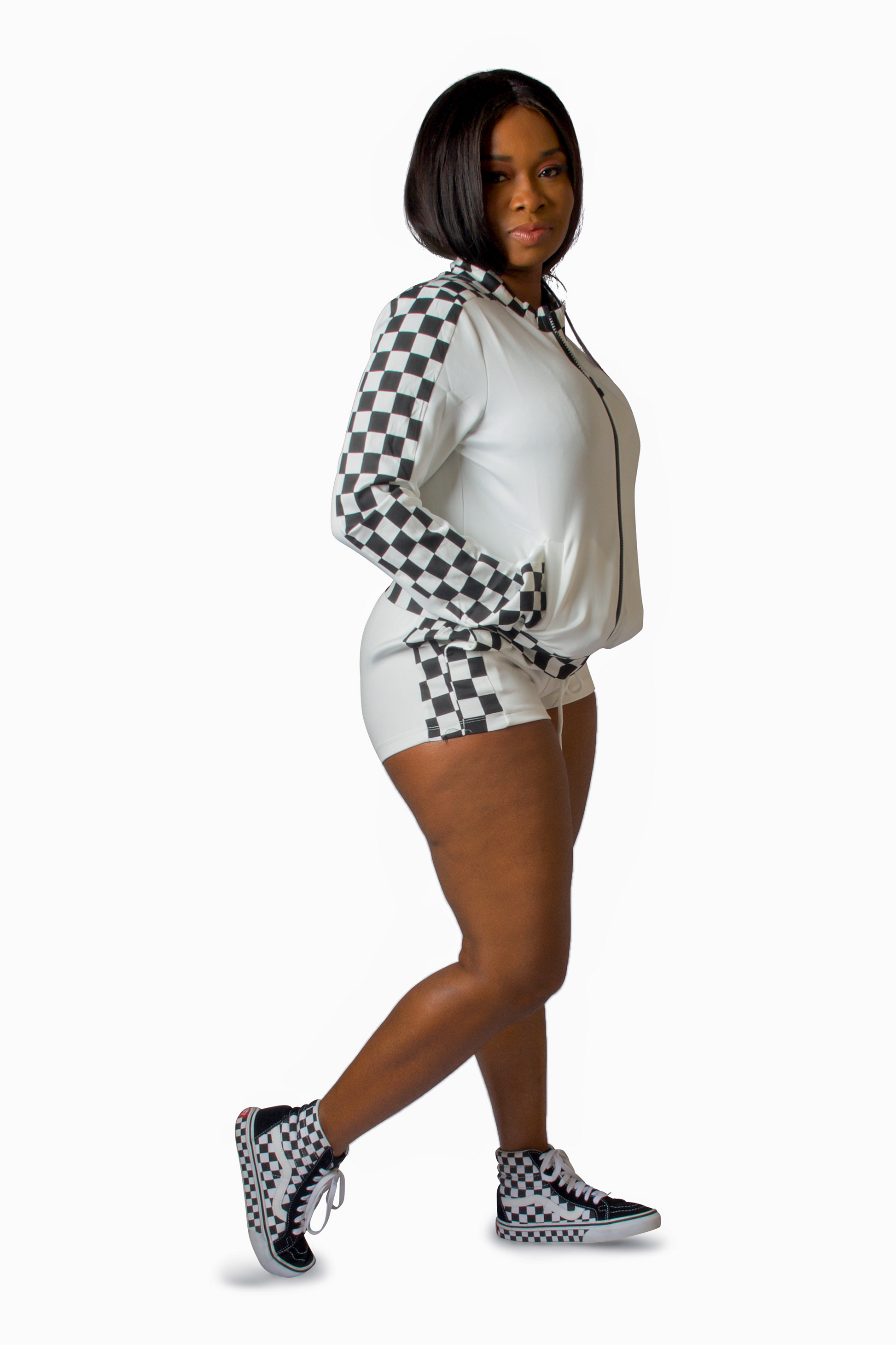 Plus size online checkered biker shorts