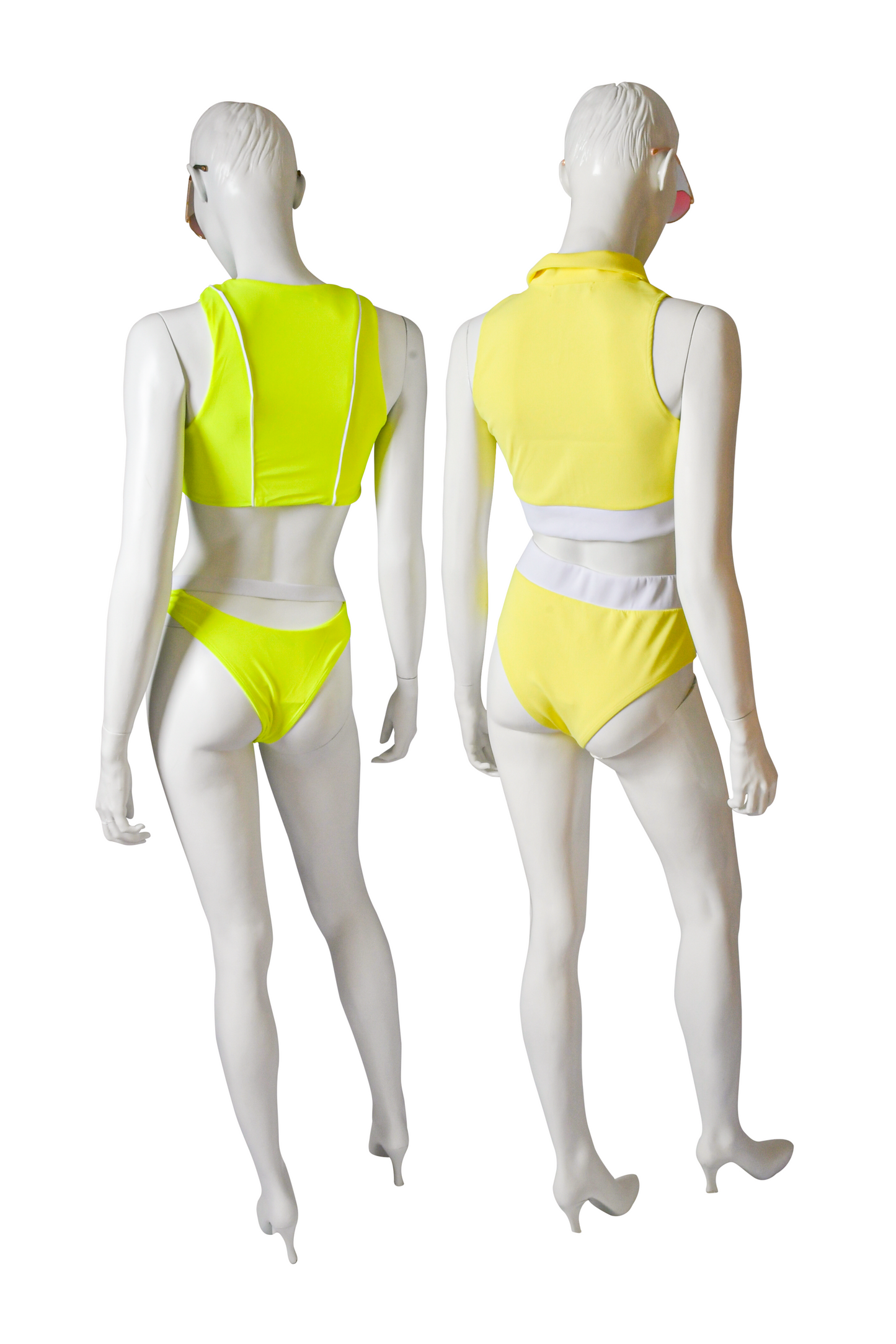 Buckle In Bikini Swimsuit Set Featuring Pipe Line Top Detail Short Sleeves Zip Up Front Crop Top, High Cut Bikini Buckle Strap Bottom Bikini Swimsuit.