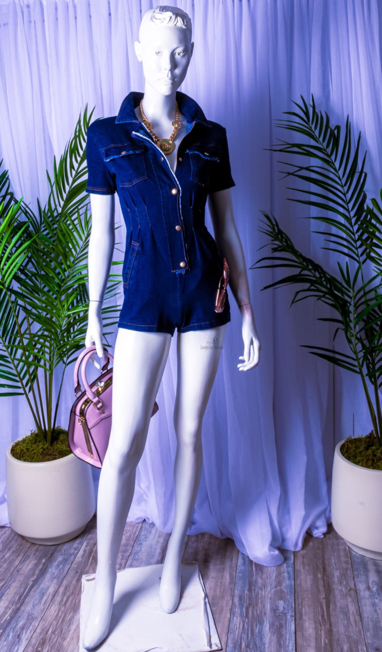 Goodness Gracious it is! Denim romper with short sleeve features button down, front zipper and pockets, this the hit for spring and summer. Sexy looking bodycon short shorts with good stretch,