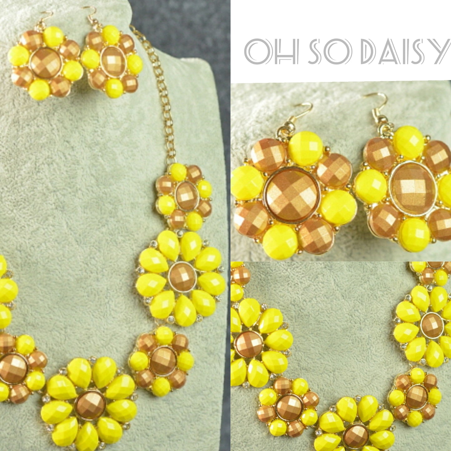 Oh So Daisy Flower Necklace And Earring Set