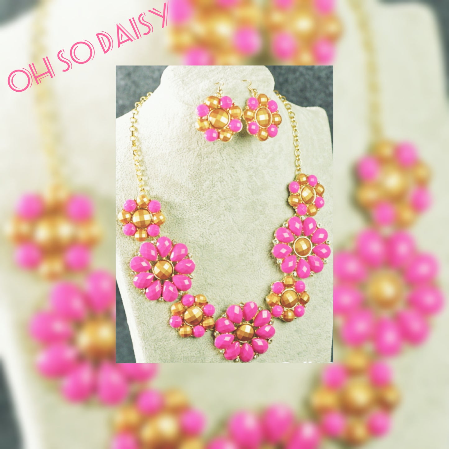 Oh So Daisy Flower Necklace And Earring Set