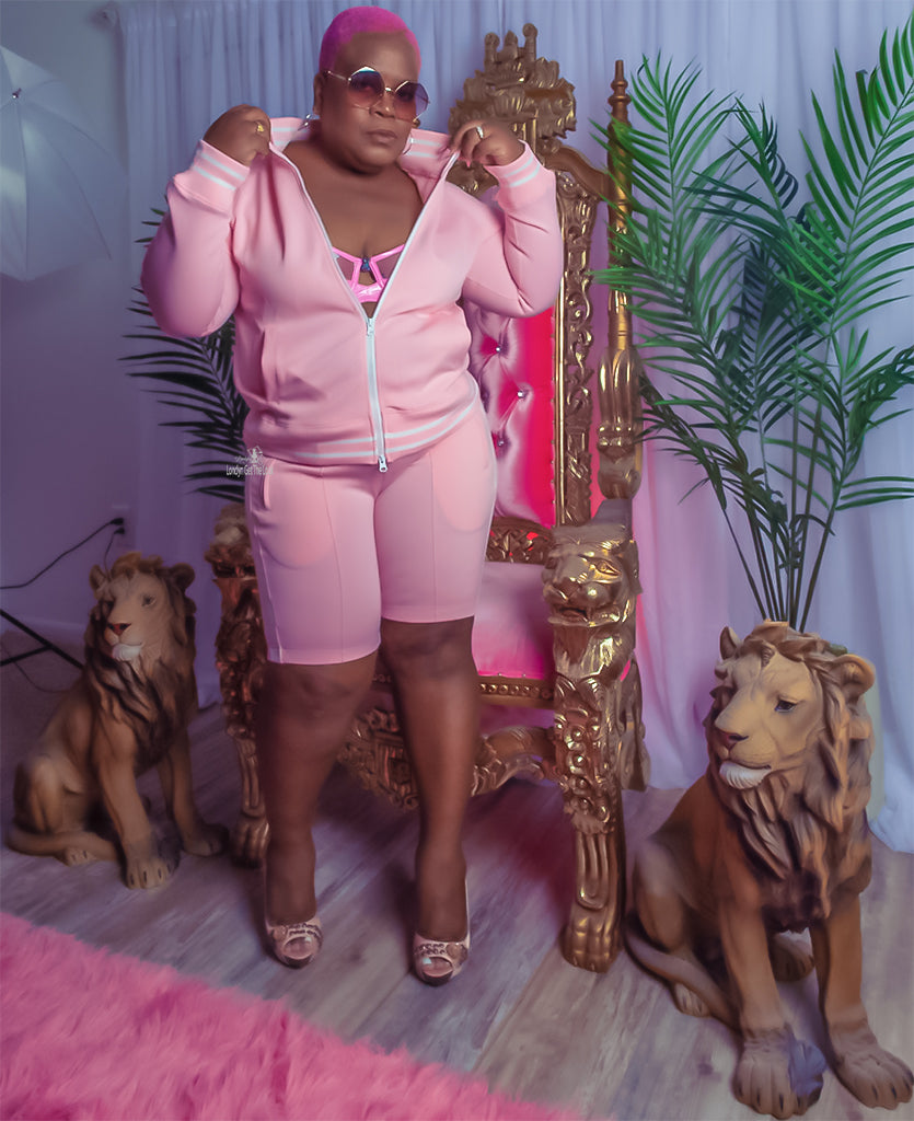 Who's up with the latest trends? Cold shoulder tracksuit jacket with matching biker shorts features white stripes on the side of sets, zipper front closure, side pockets, skinny fit. Add a touch of style to your look, can be dressed it up with heels or dress down with sneaker, accessorized with jewelry and pocketbook.  Edit alt text
