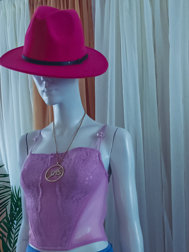 Rock my world in these two tone classic stylish Fedora Felt Hat features a wide Brim, leather belt with buckle panama style. Ready to turn head? Can be worn with any of our jeans from the Jeans out denim Collection a bustier/crop top with heels to bring out that fashionable fashionista in you.