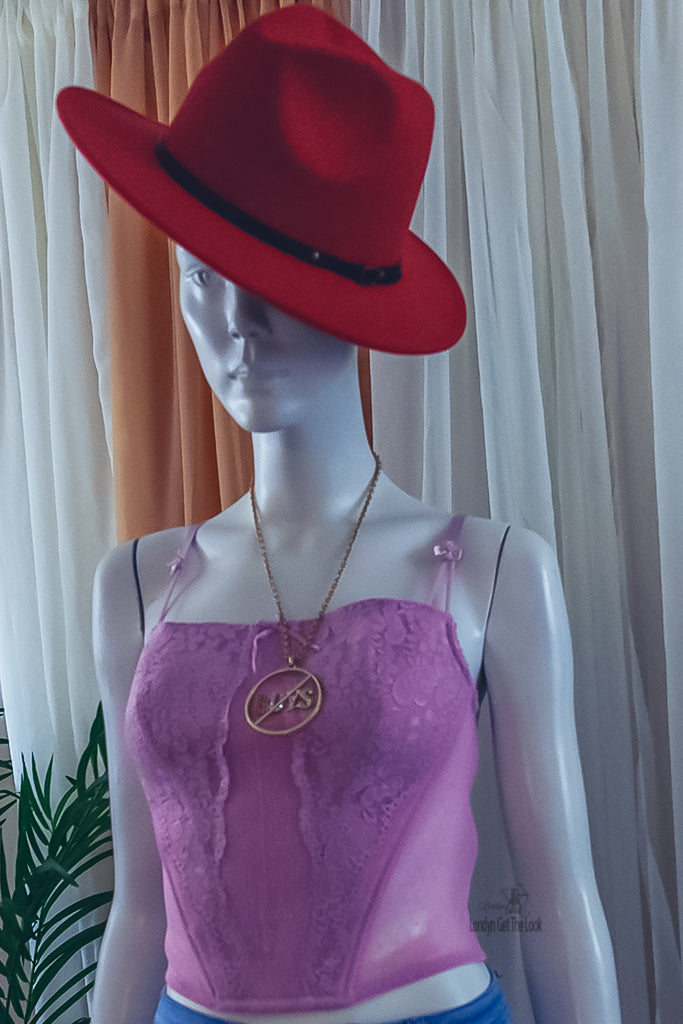 Rock my world in these two tone classic stylish Fedora Felt Hat features a wide Brim, leather belt with buckle panama style. Ready to turn head? Can be worn with any of our jeans from the Jeans out denim Collection a bustier/crop top with heels to bring out that fashionable fashionista in you.