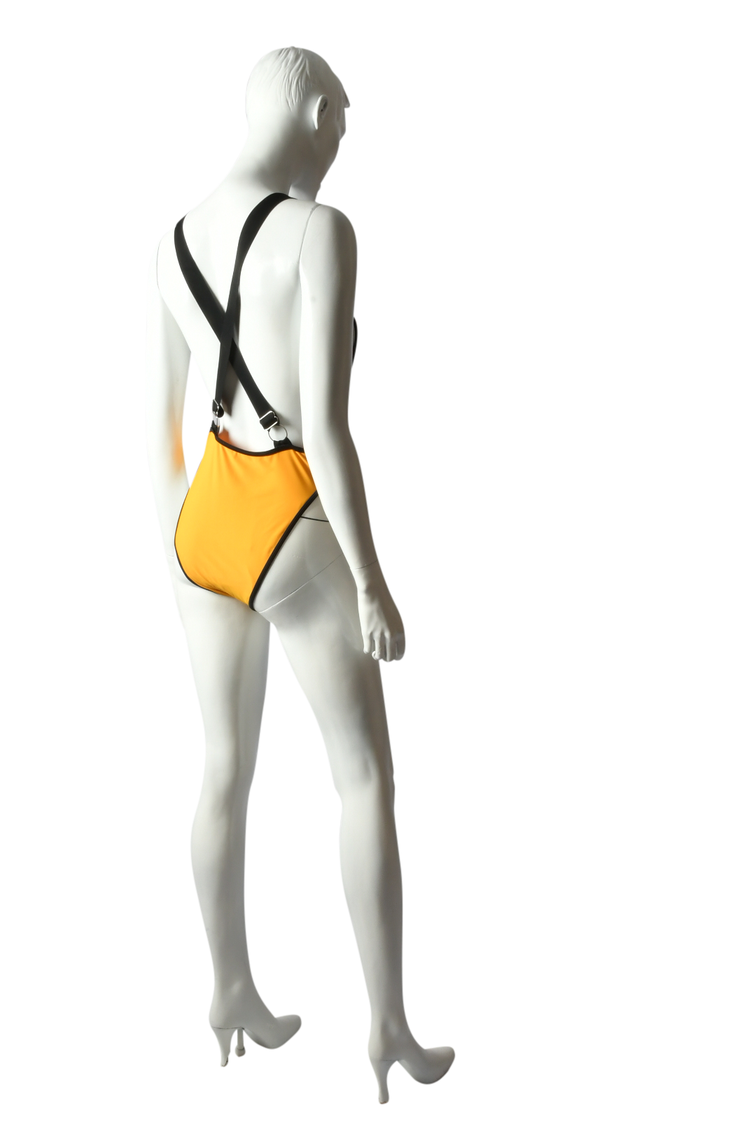 One Piece Swimsuit Mesh front, Round Neckline, Low Cut Sides, Stretchy Criss Cross Adjustable Straps