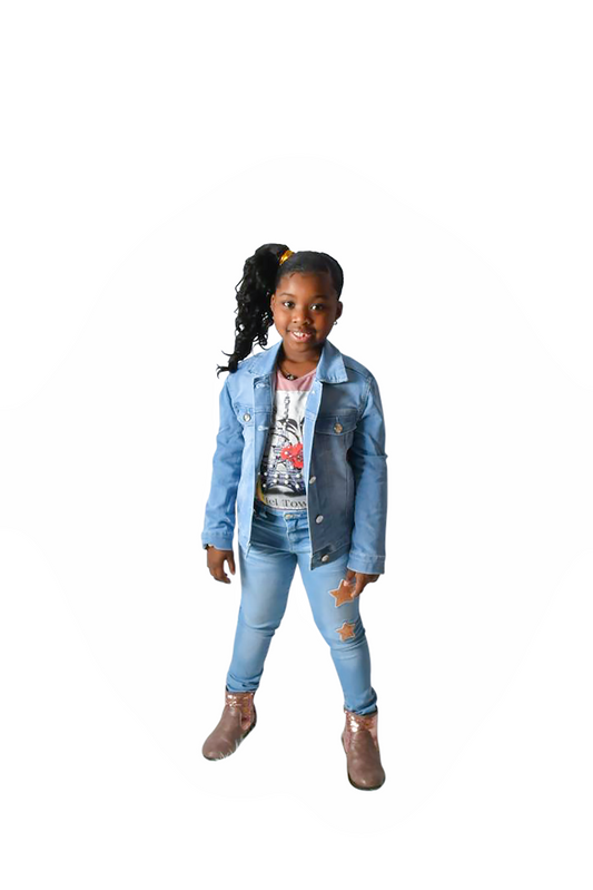 Basic Wash Denim Jeans Jackets, Button Front, Long Sleeve /w Button Cuff, Stretch, Collar Ice Blue