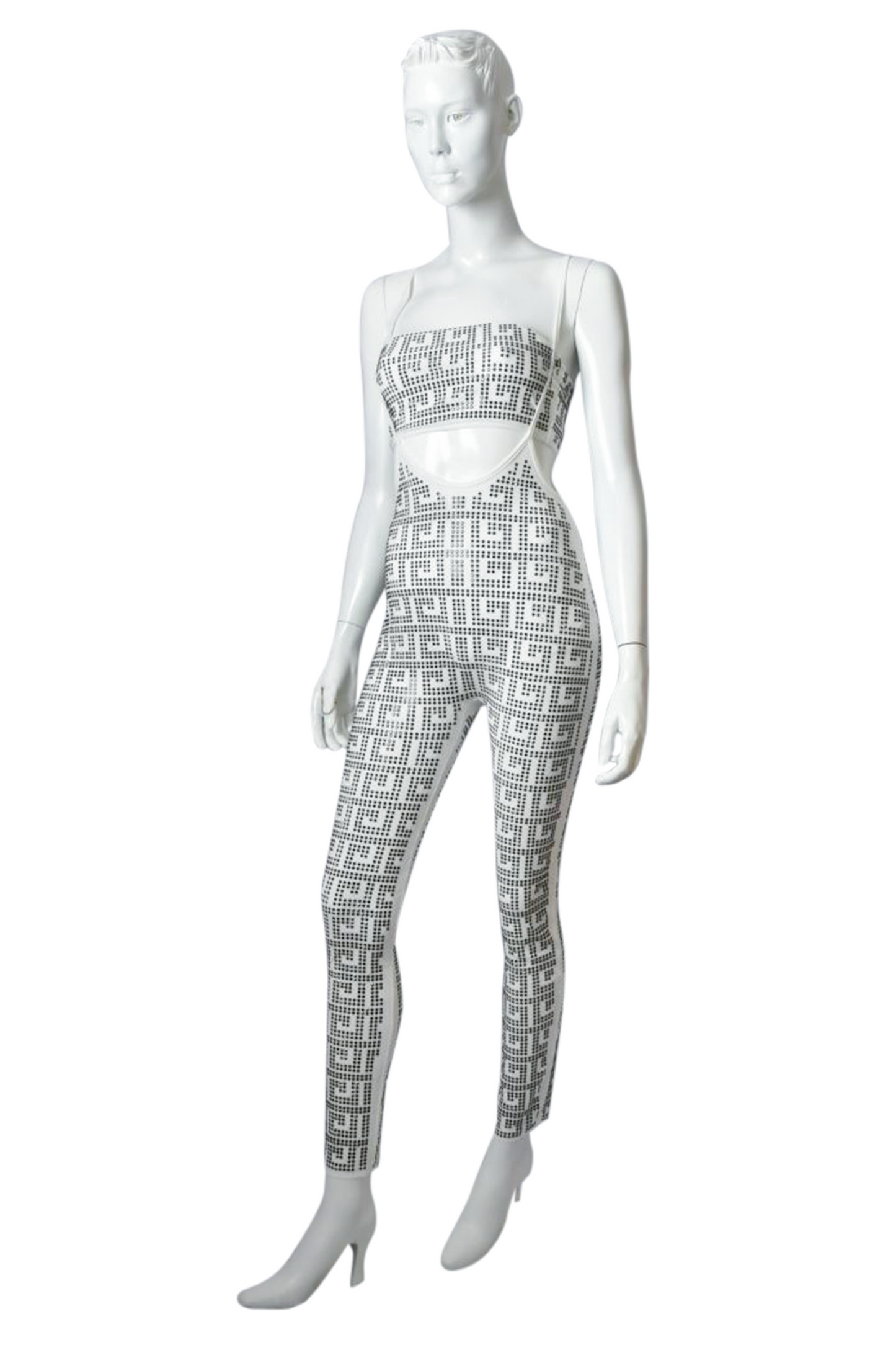 Two Piece Sets Sling Top Detailing  Bandeau Top Rhinestone Designed White Jumpsuit