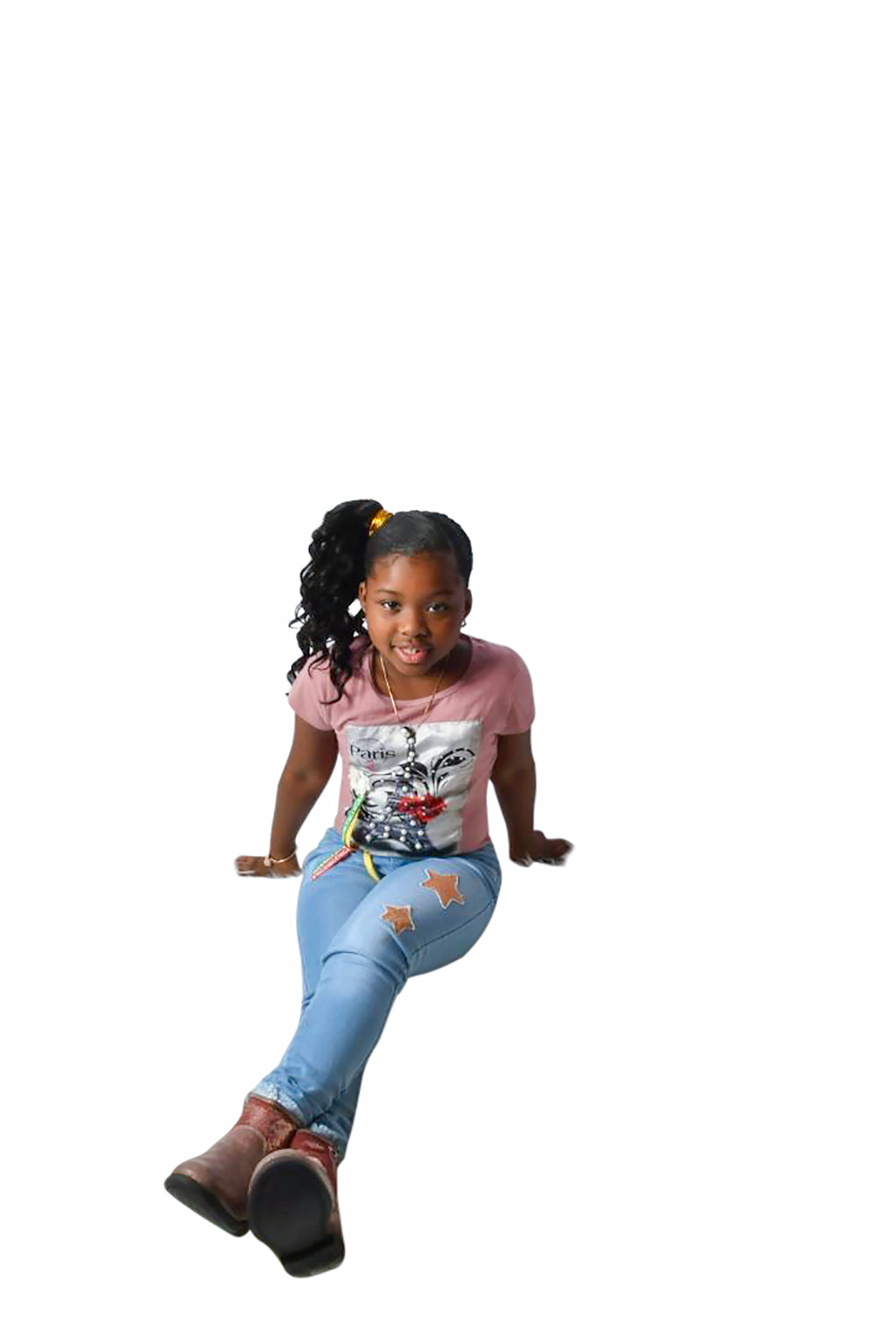 Denim Jeans, Stretch, Star Sequins Patches, Zip Fly With Single-Button Closure, Ice Blue
