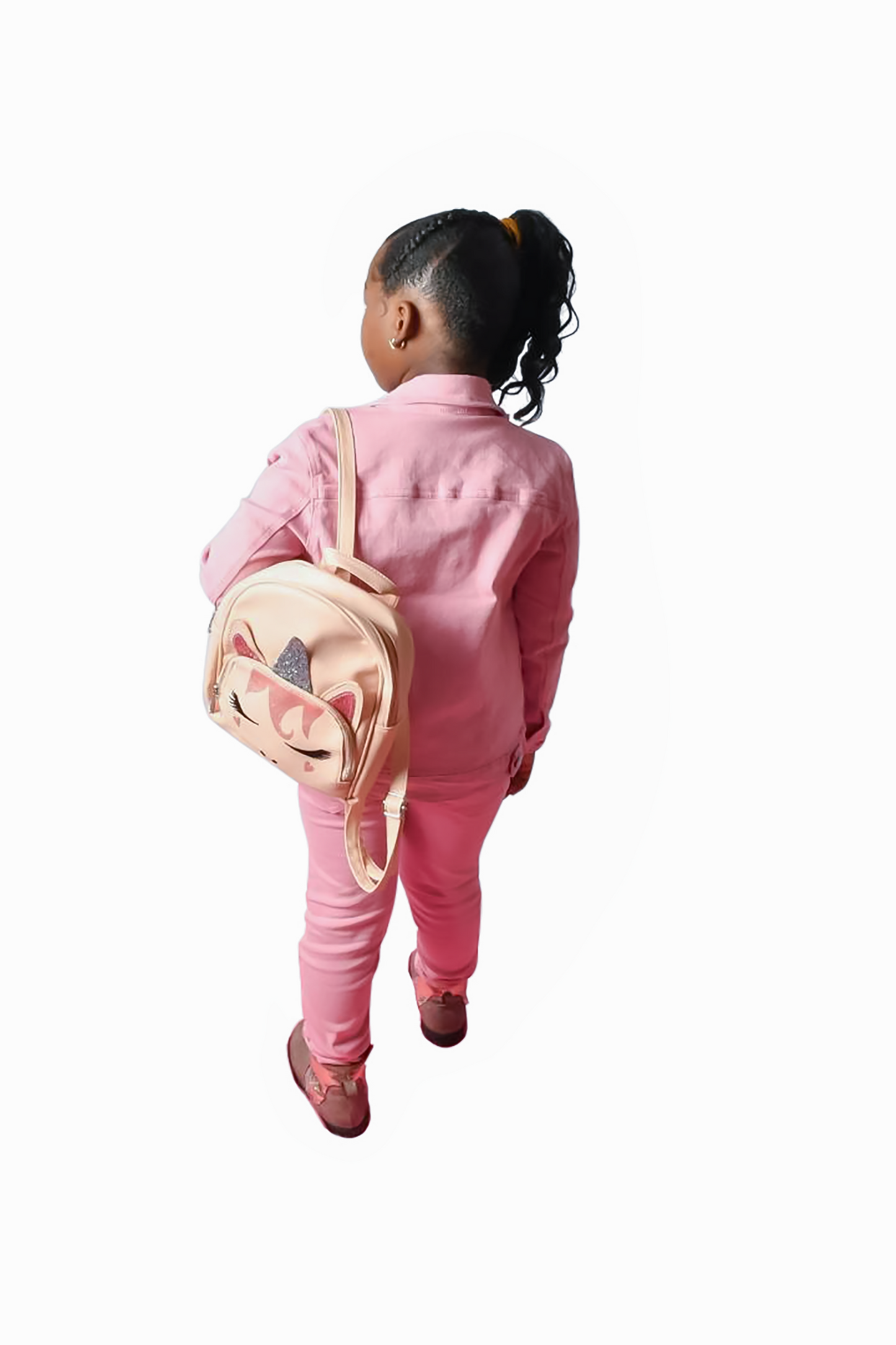 Basic Wash Bulk Denim Jacket, Front Button Closure, Chest Pockets w/Flap, Stretch, Collar Blush Pink