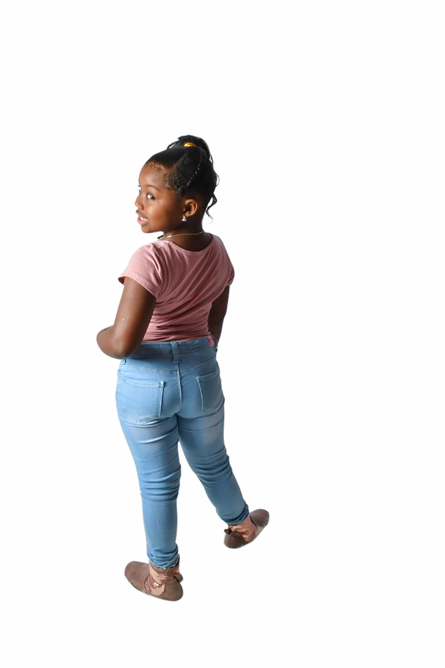 Denim Jeans, Stretch, Star Sequins Patches, Zip Fly With Single-Button Closure, Ice Blue