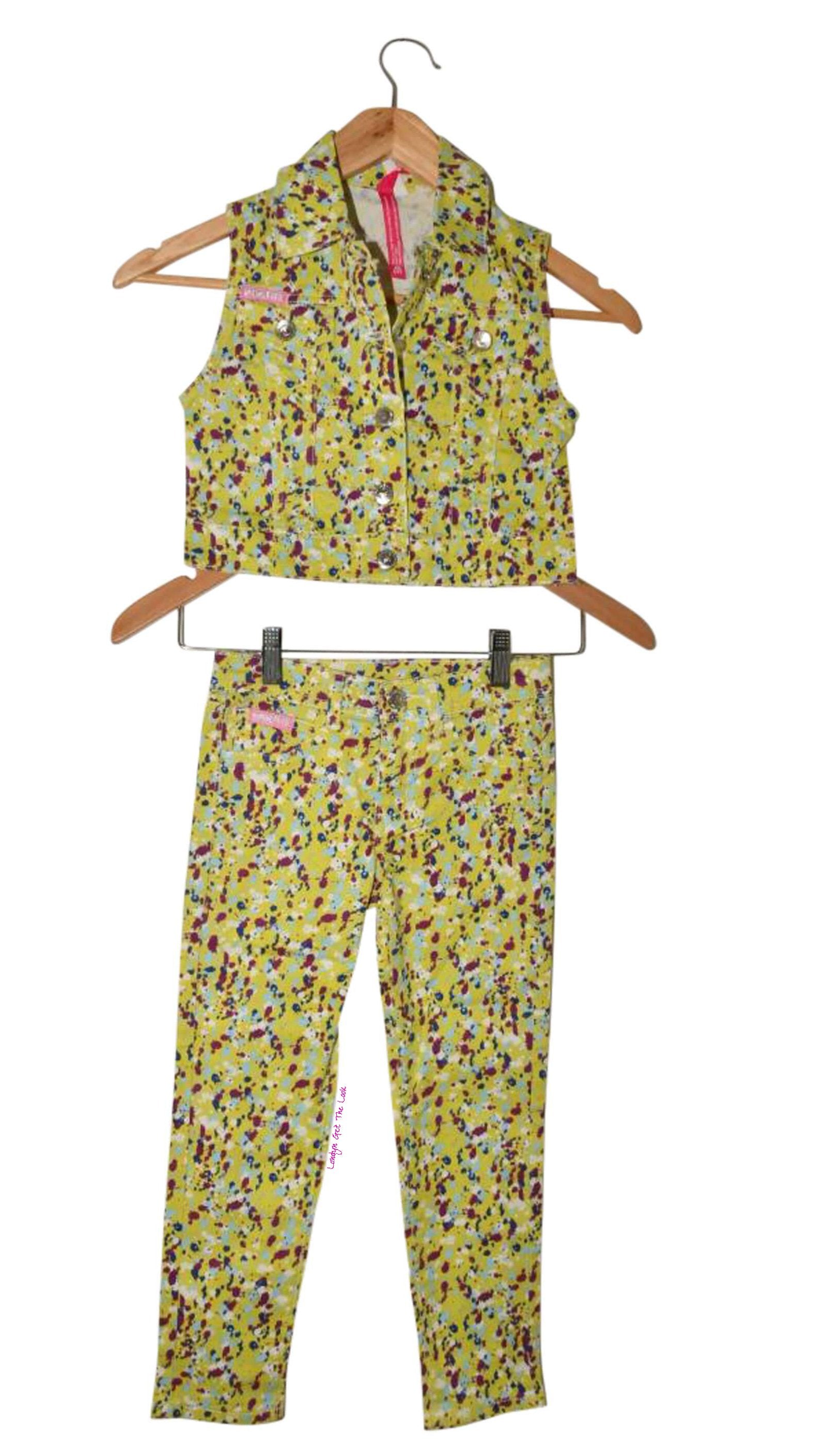 Paint Splatter sleeveless Vest, Chest Button, Zip & Button Front Pants   