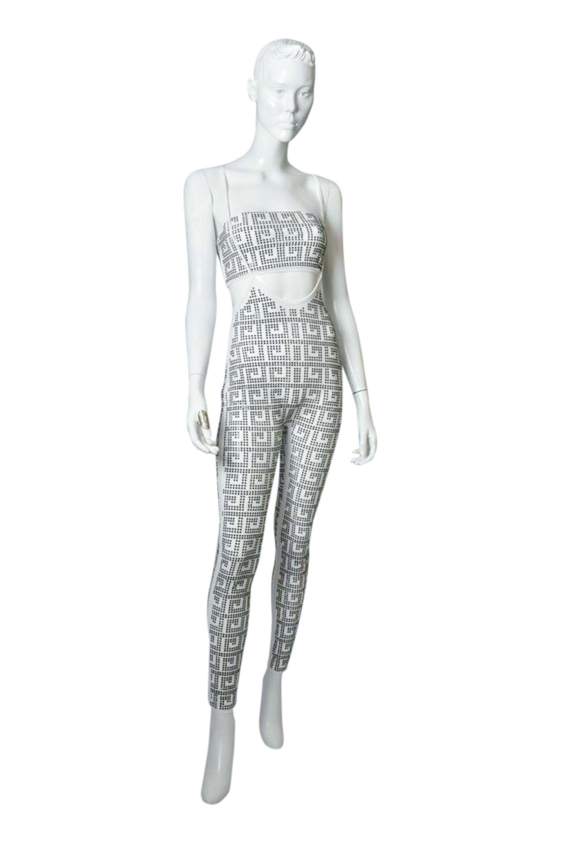 Two Piece Sets Sling Top Detailing  Bandeau Top Rhinestone Designed White Jumpsuit