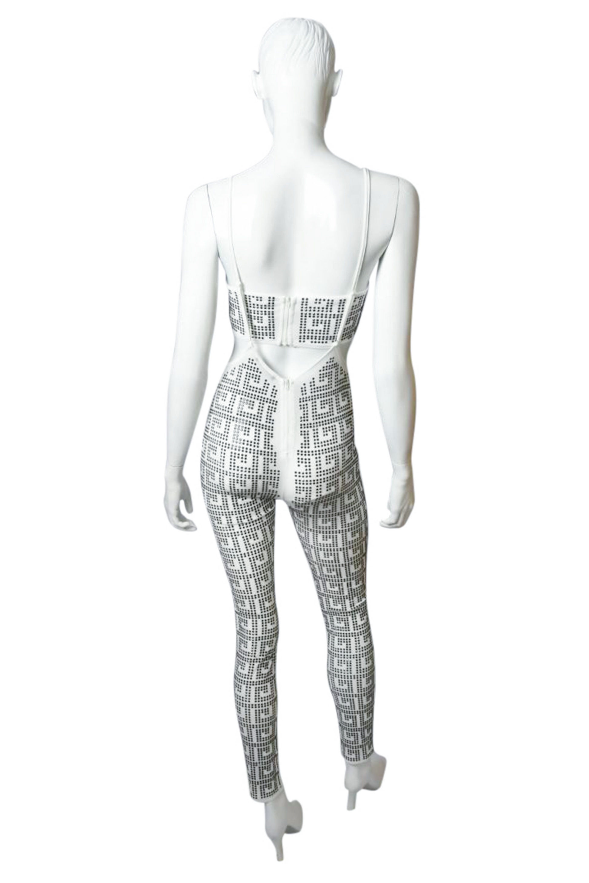 Two Piece Sets Sling Top Detailing  Bandeau Top Rhinestone Designed White Jumpsuit