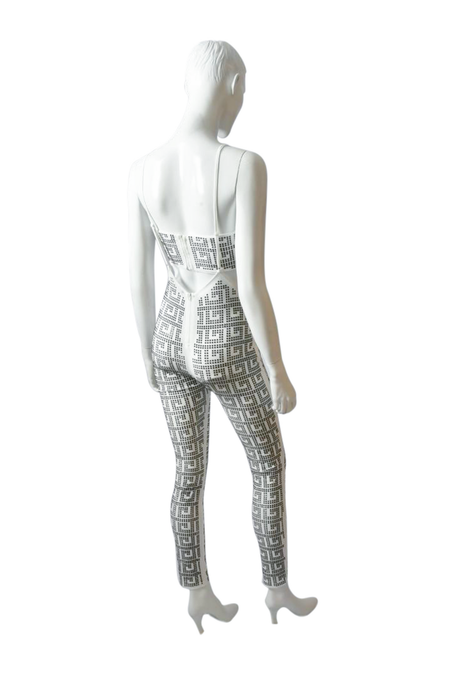 Two Piece Sets Sling Top Detailing  Bandeau Top Rhinestone Designed White Jumpsuit