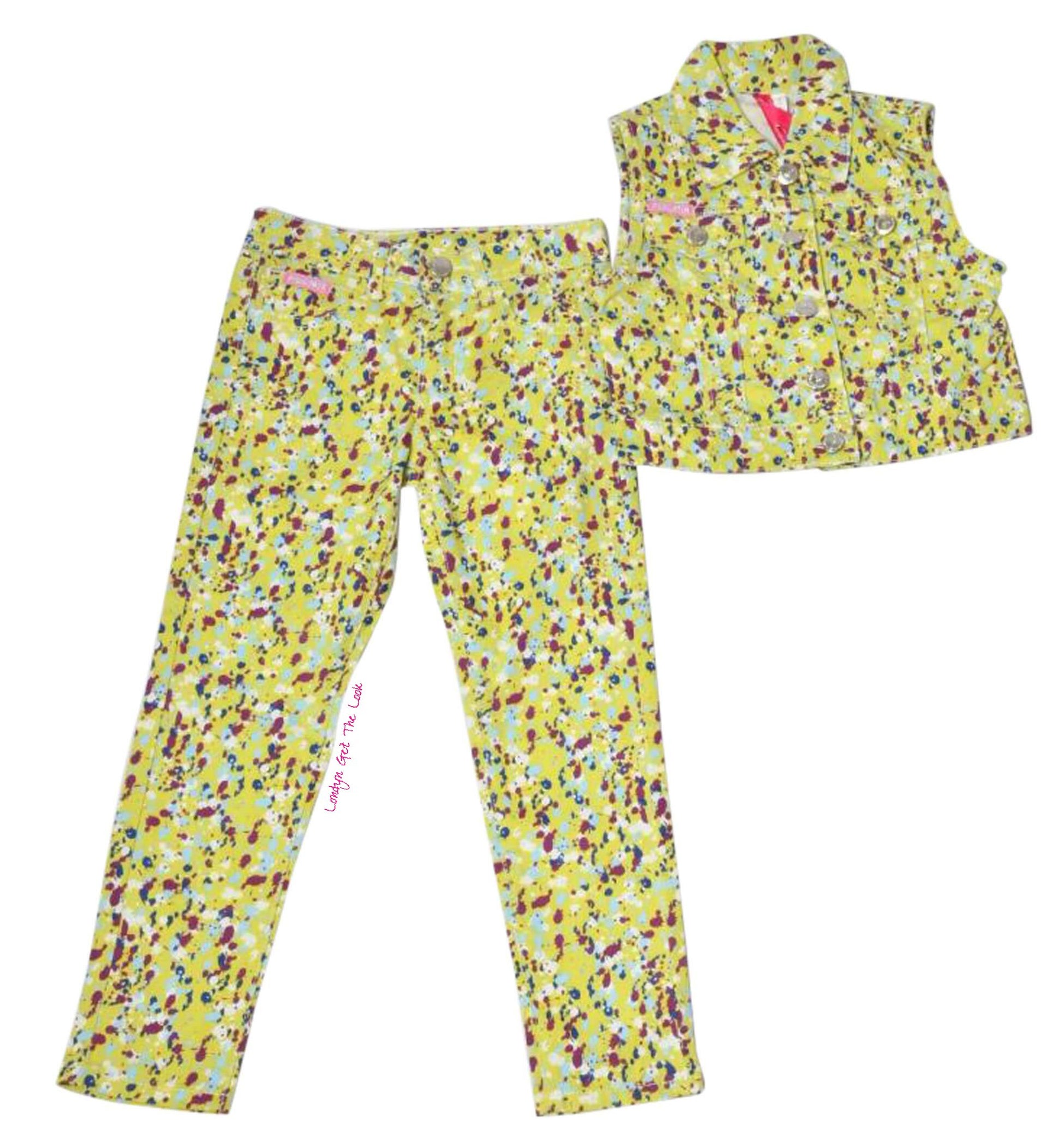 Paint Splatter sleeveless Vest, Chest Button, Zip & Button Front Pants   