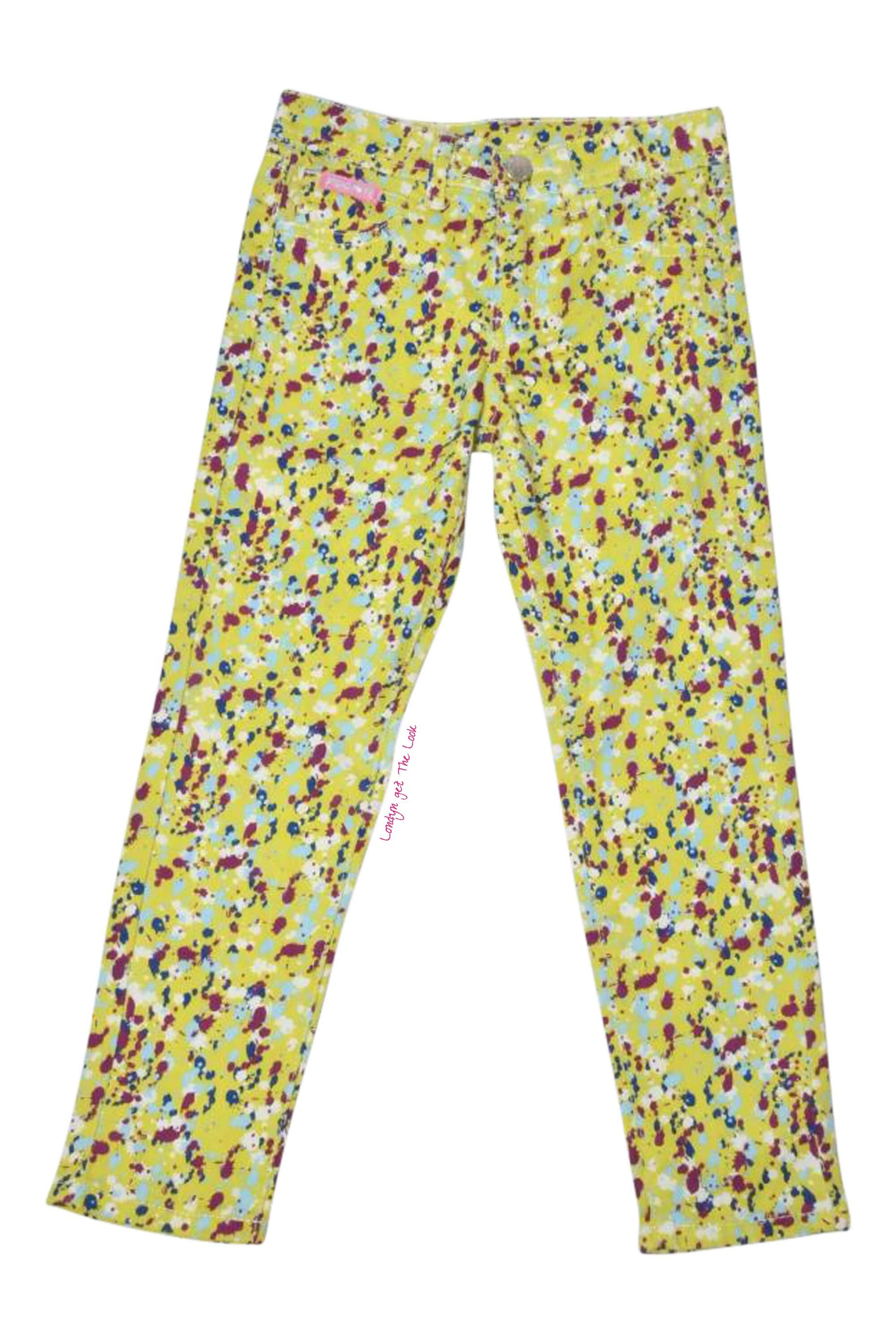 Paint Splatter Pants, Front Zip & Button 