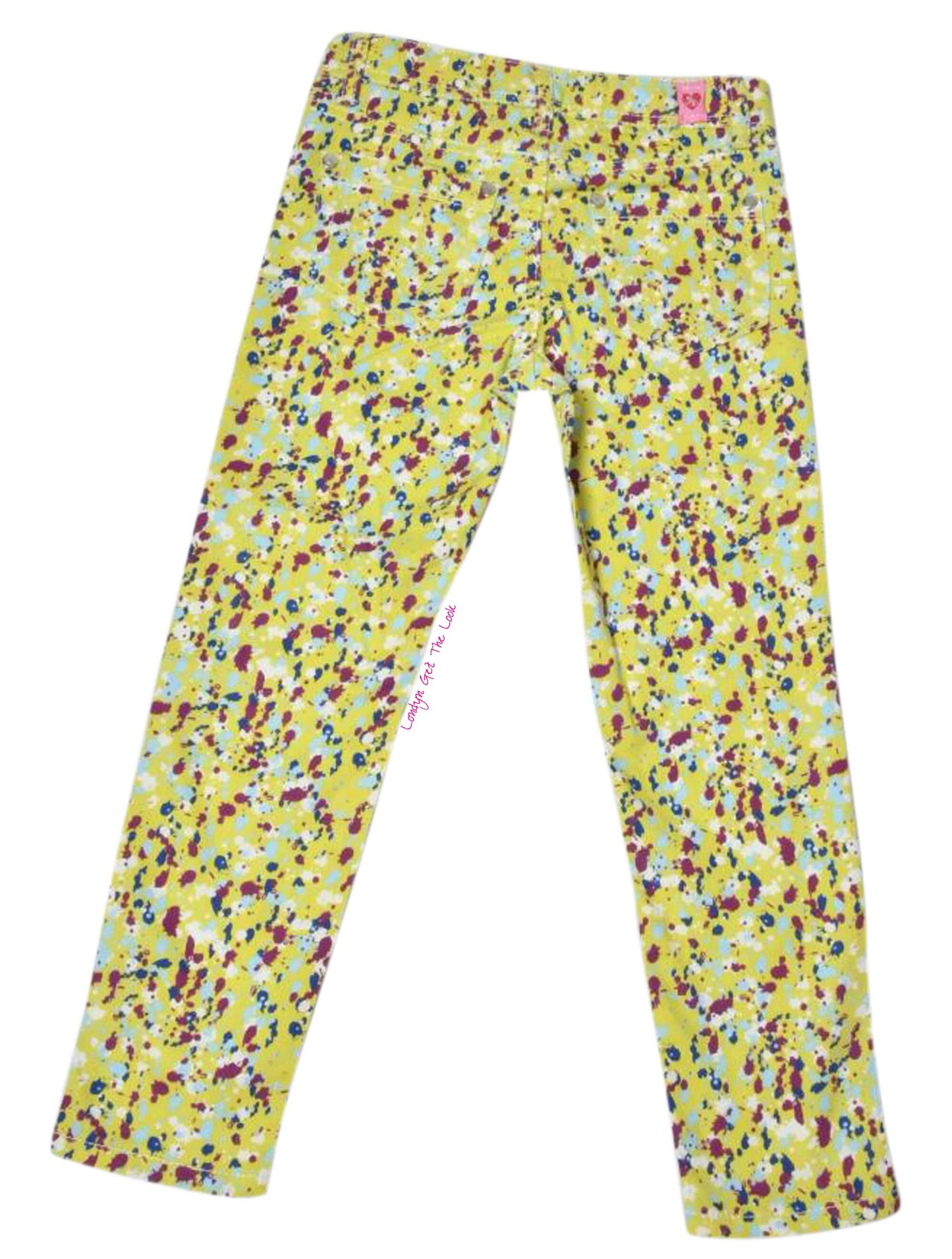 Paint Splatter Pants, Front Zip & Button 